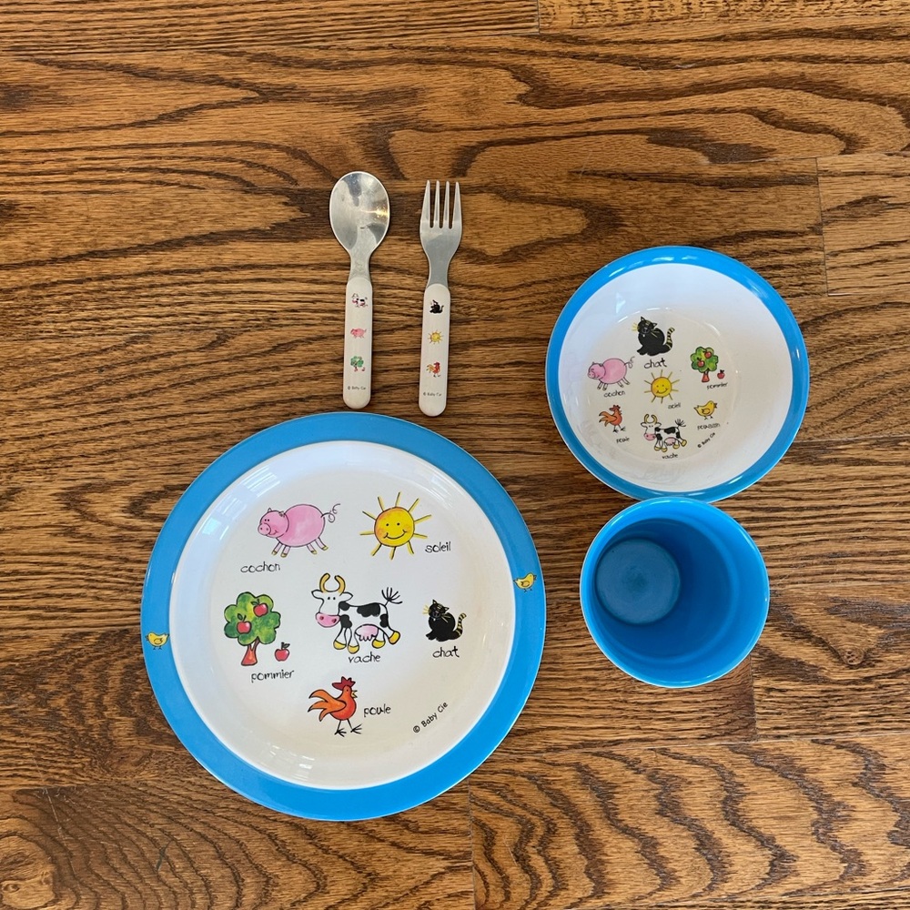 Baby Cie plate, bowl, cup, spoon, and fork - Picture 2 of 13
